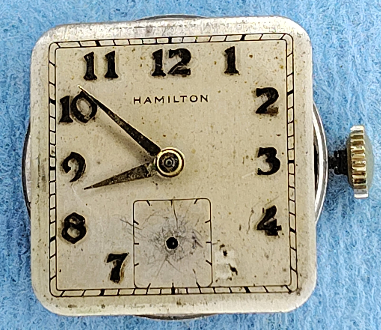 Mens Vintage Hamilton Art Deco Tank Sub Dial Manual 747 Movement Watch Parts lot