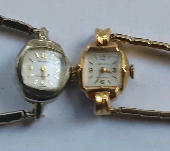 Vintage Lathin 17 Jewel Ladies Gold Tone + Waldman Anti Magnetic Ladies Watch