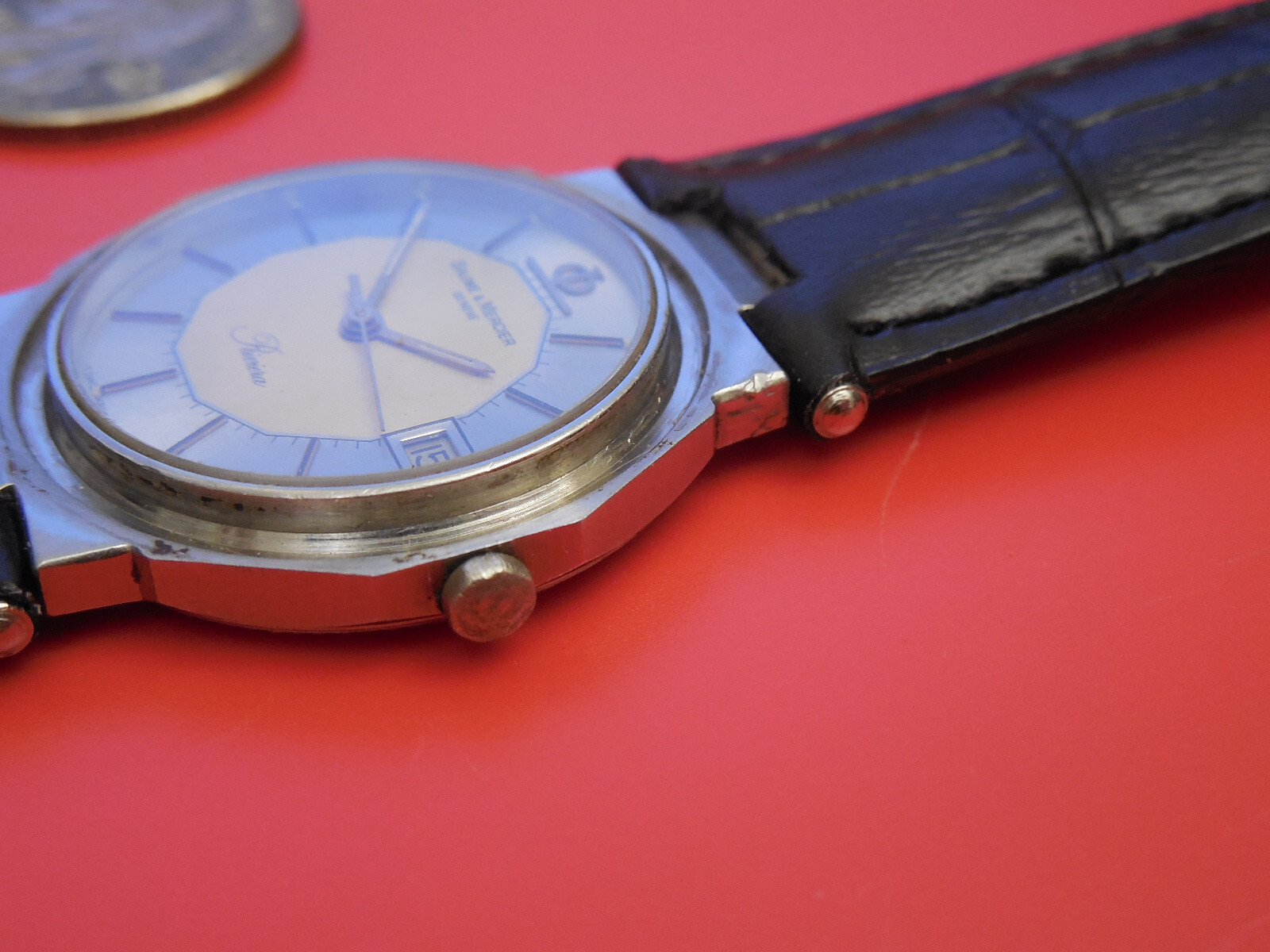 BAUME MERCIER SOLID STEEL RIVIERA 30MM COLLECTIBLE WATCH WITH DEPLOYMENT STRAP