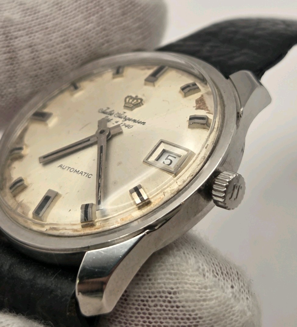 Vintage Jules Jurgensen 17 Jewel Automatic Date Watch, Stainless Steel, Running