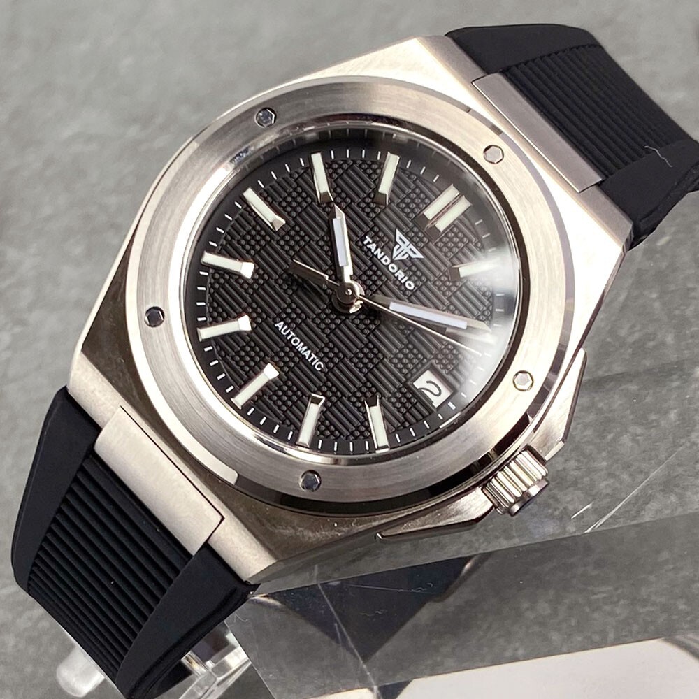 Tandorio New Black Business Luxury Engineer WristWatch Sapphire NH35A Men Watch