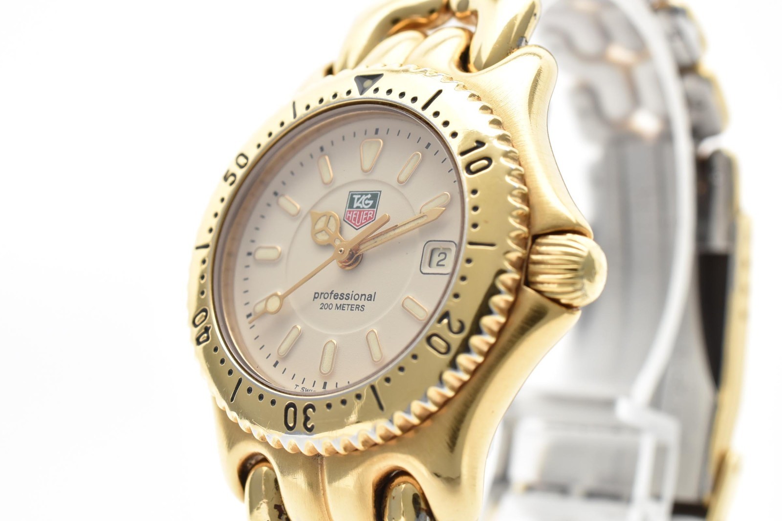 Vintage [EXC+5] TAG Heuer Pro 200m WG1330-0 42mm Cream Dial Gold Ladies Watch