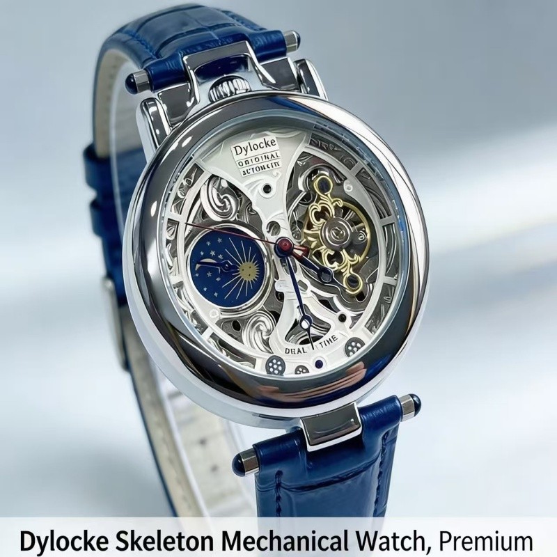 luxury Mens Skeleton Dial Automatic Mechanical Watch Alloy Self-winding Gift