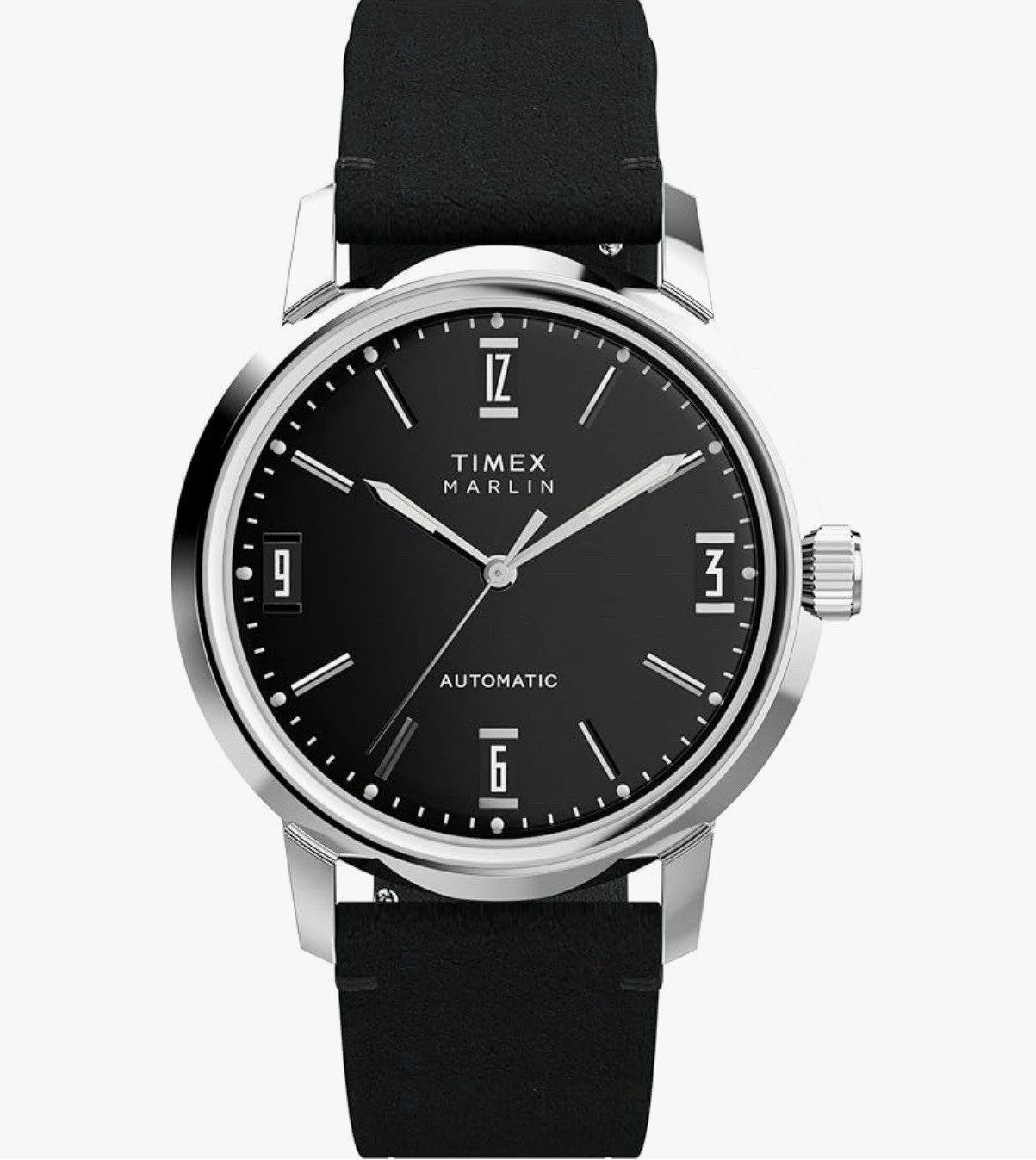 Timex Marlin Automatic Black Dial Silver Case Watch