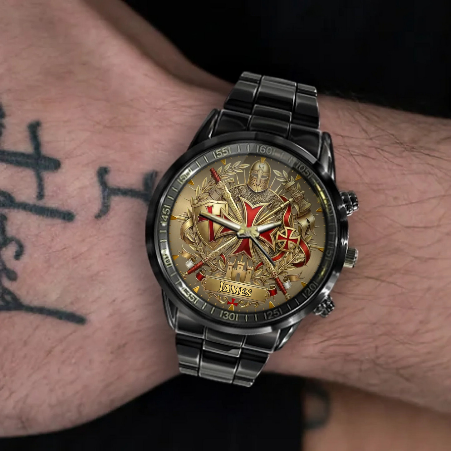Personalized Knights Templar Cross Emblem Watch