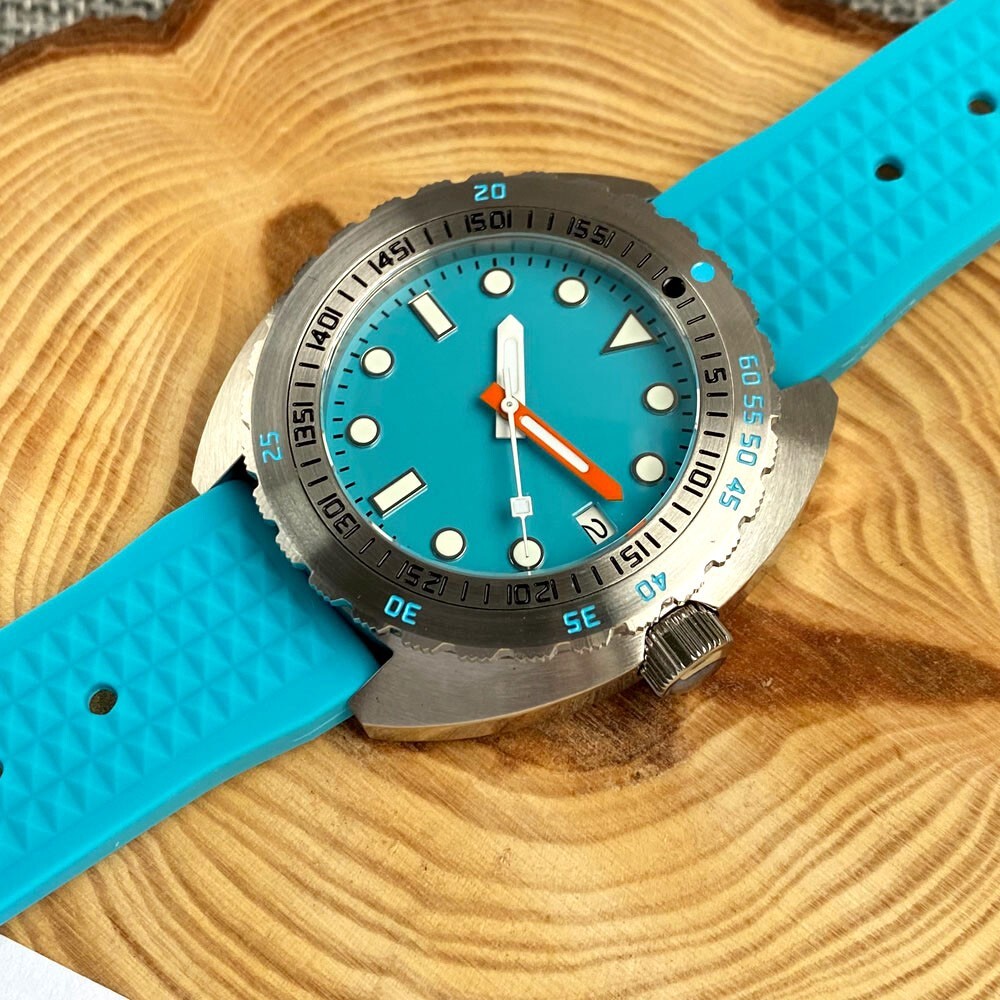 42mm Domed Sapphire Glass Men NH35A Automatic Watch 200M Diver Blue Sterile Dial