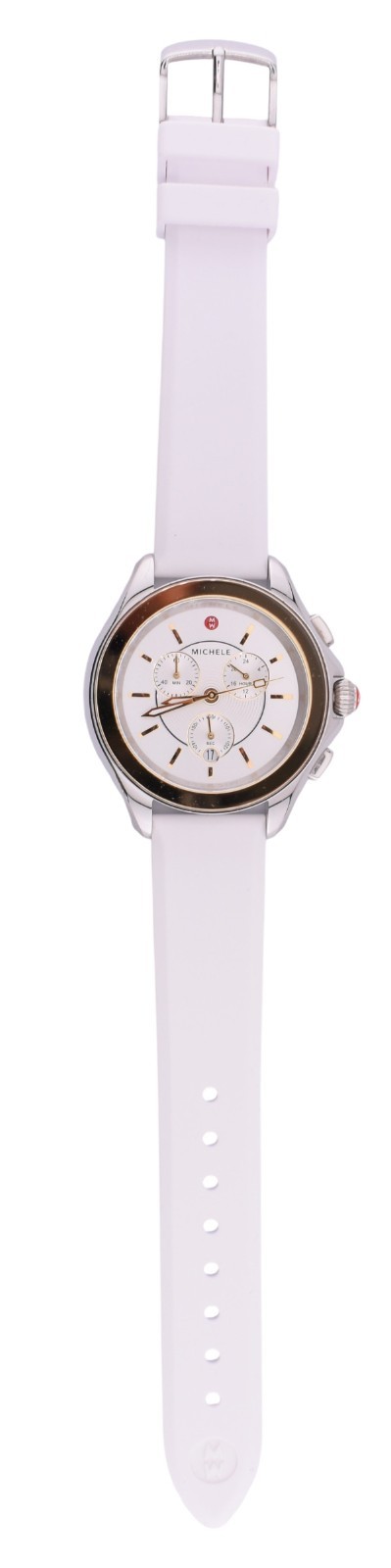 Michele Cape Silver Dial White Rubber Strap Women’s Watch MWW27E000010