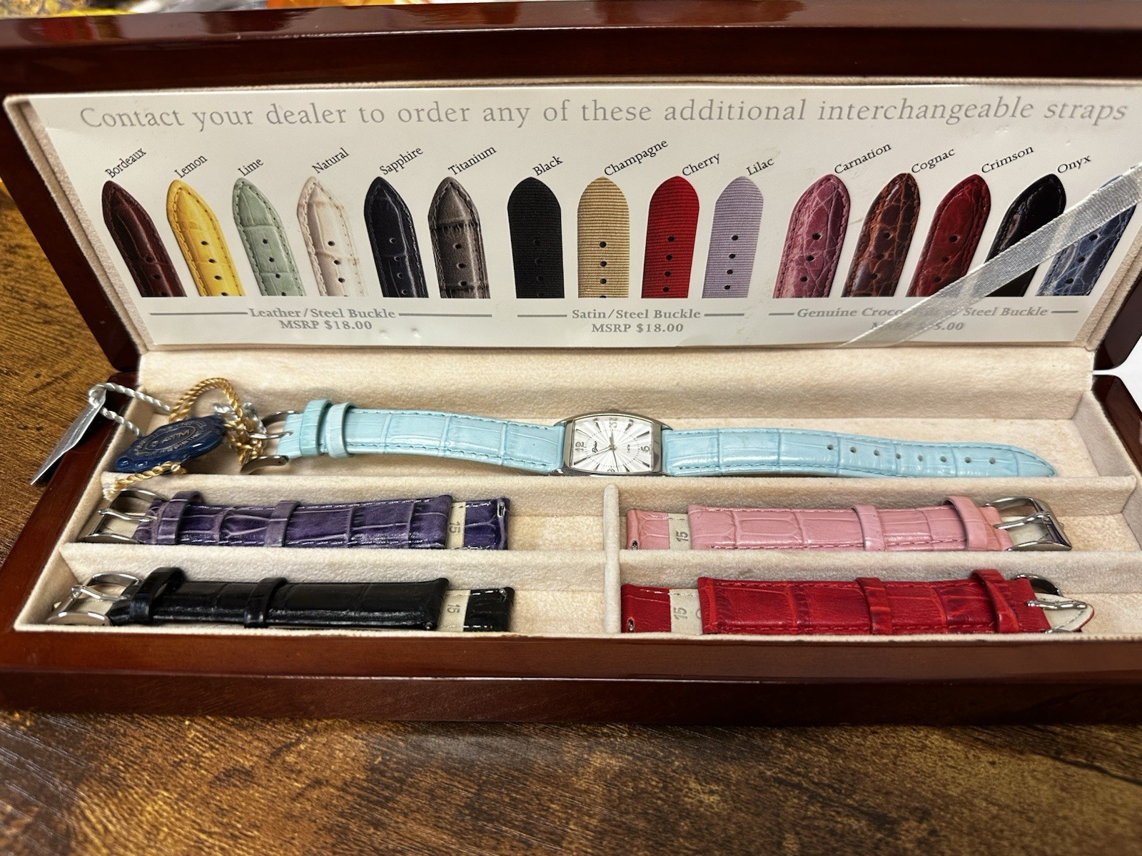 new Belair Cambridge 1063 Watch Interchangeable Leather Strap Box Swiss Quartz