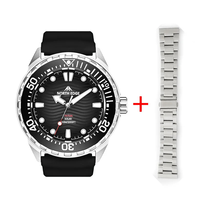 NORTH EDGE 2025 New TRITON Solar Powered Dive Watch Men Luxury Quartz Watches Fo