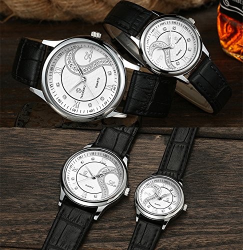Ultrathin Leather Romantic Pair His and Hers Wrist Watches Sets for Couples W…