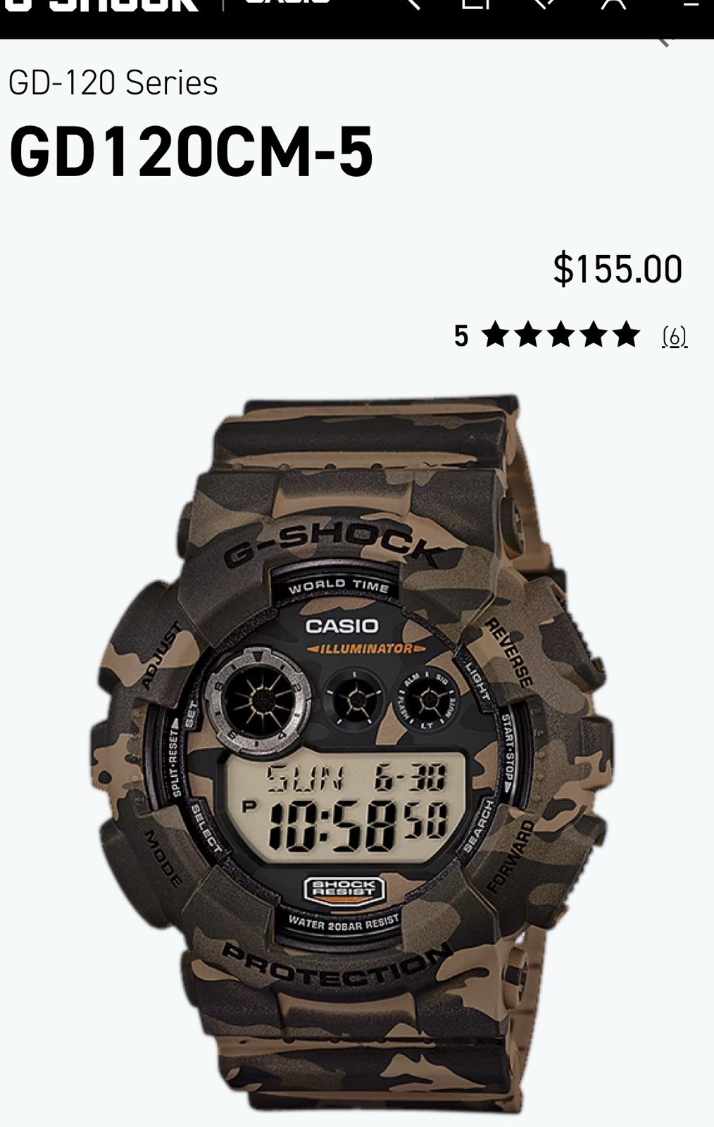 Casio G-Shock Men’s Digital Camouflage Sport Watch, Quartz Resin Strap 200m