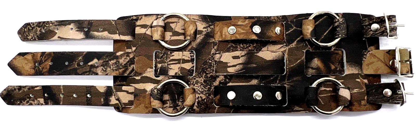 Camo Genuine Leather Wide Three Buckle Watch Band Biker Motorcycle Made In USA