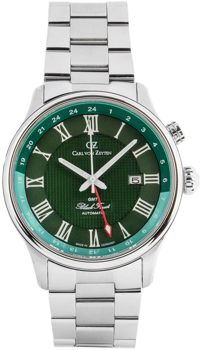 Carl von Zeyten CVZ0087GRMS Rench Automatic GMT silver green Steel Men’s Watch