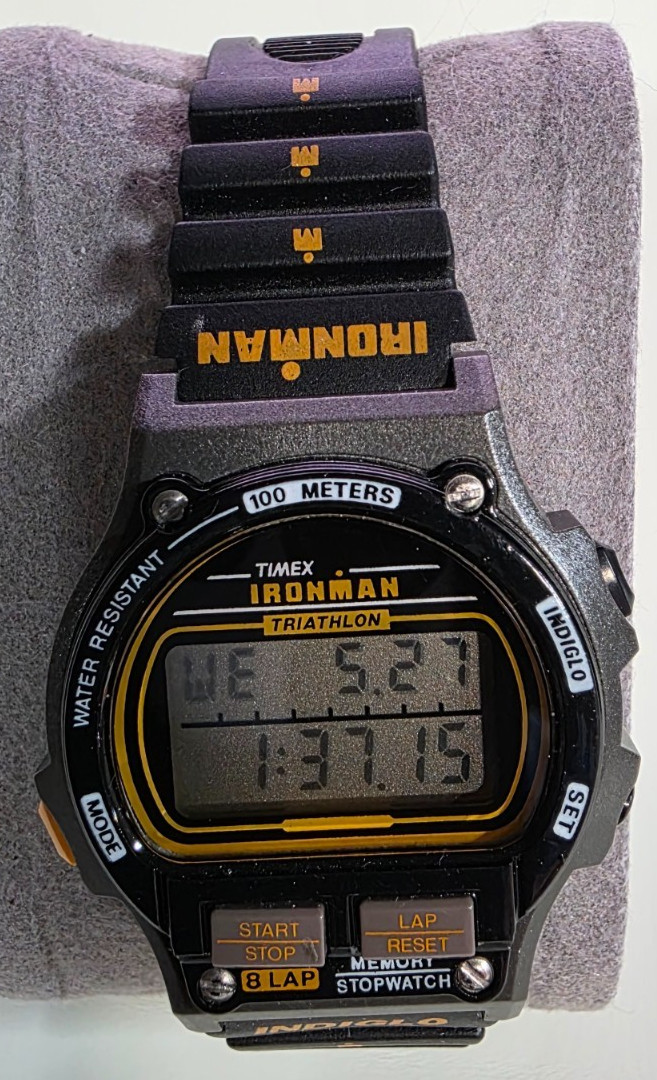Vintage TIMEX Ironman Triathlon 8 Lap Digital Black/Gray Watch, Has New Battery