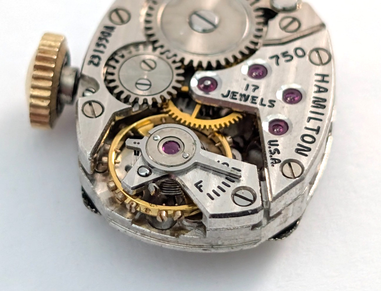 1950s HAMILTON 750 17j 231550A Vintage Ladies 13mm Watch Movement PARTS REPAIR