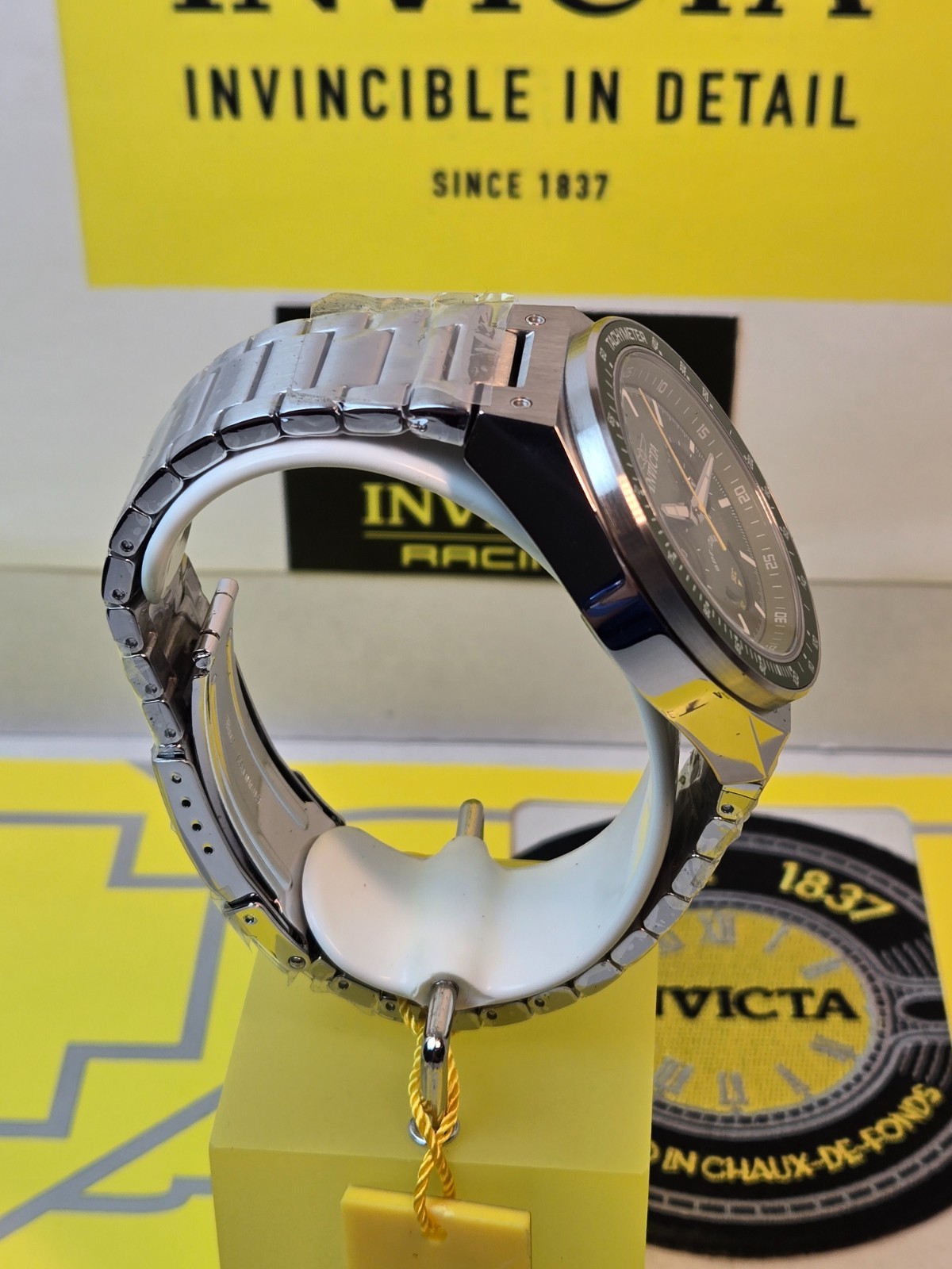 Invicta Speedway GearShift Men’s Watch 44mm, Steel with Green Bezel & Dial NEW!