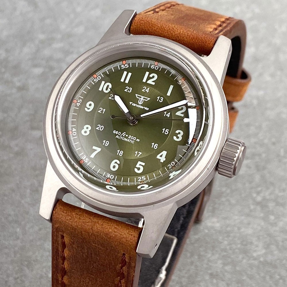 Tandorio New 36mm Sapphire Arabic Numerals 20ATM NH35A Automatic Men Watch Lume