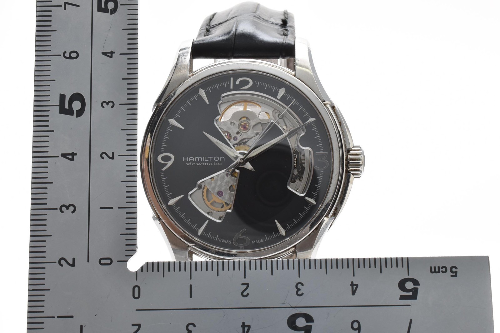 Hamilton Jazzmaster H325650 Men’s Wristwatch Black Dial Leather Band Japan