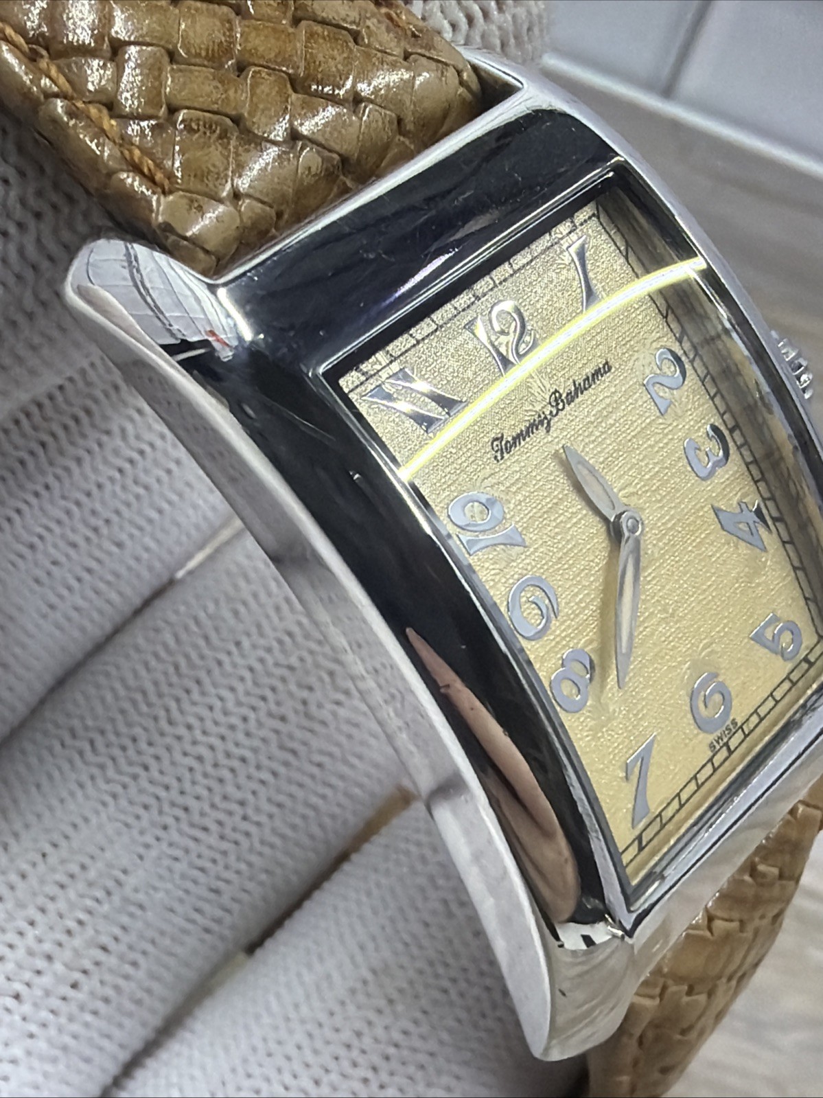 LUXURY TOMMY BAHAMA STERLING SILVER .925 Swiss Made Mens Tank Watch TB1026 Boxed