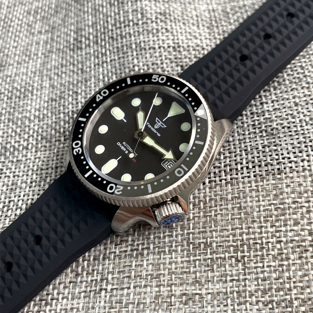 Small 37mm Tandorio Black dial Japan NH35A Mens Watch Sapphire Glass 3.8 crown