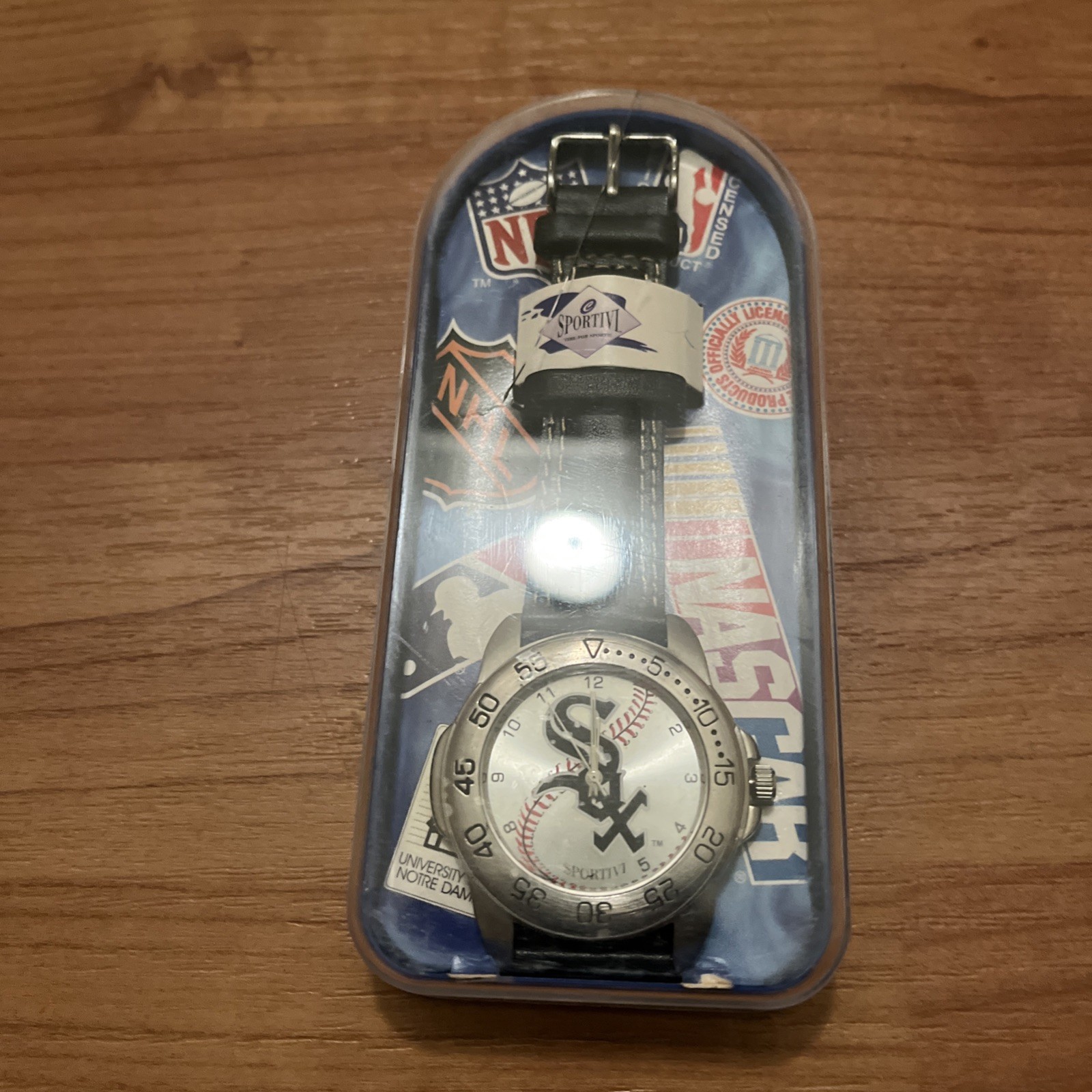 Chicago White Sox Men’s SPORTIVI Watch Genuine Leather Wristband Baseball Black