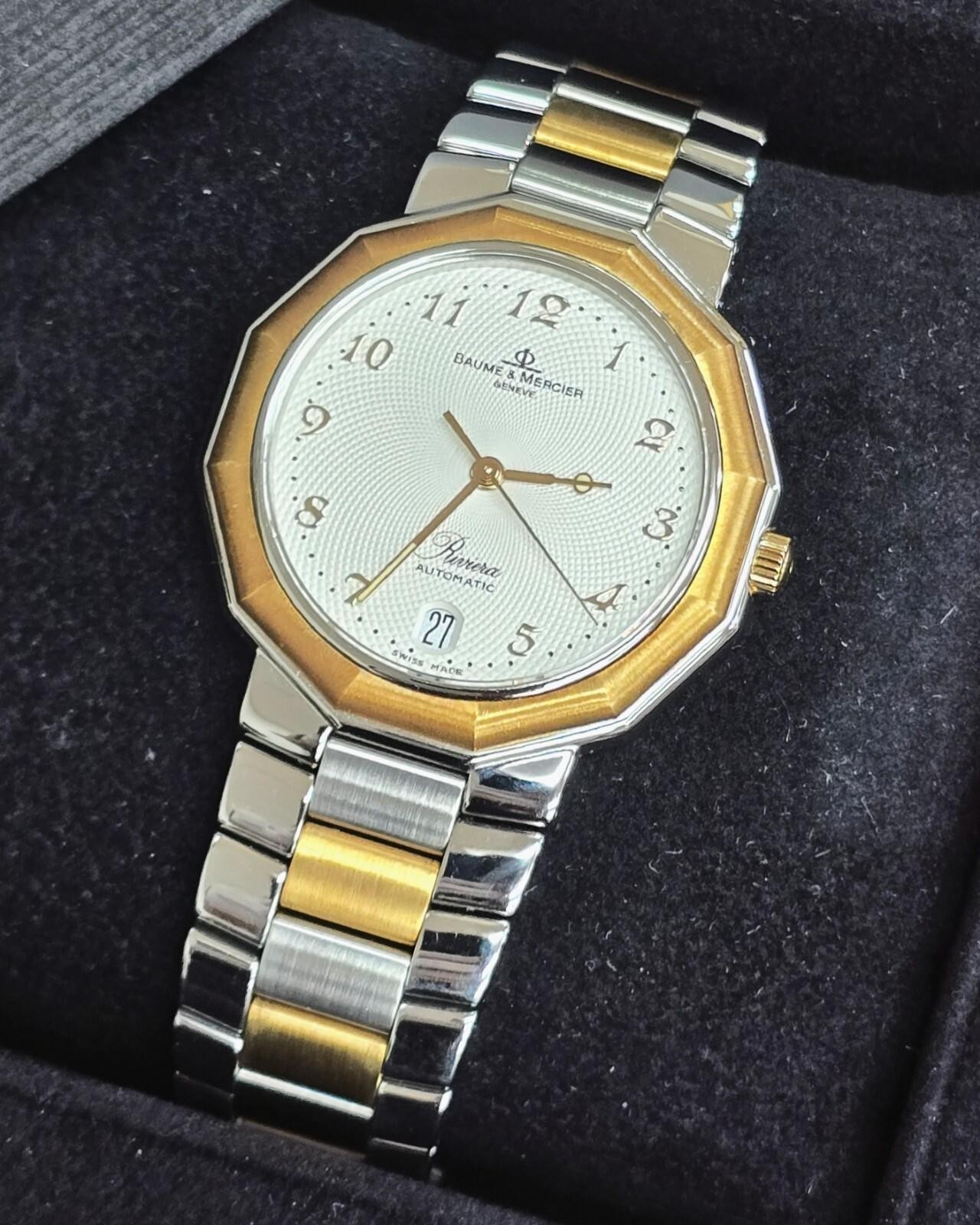 BAUME & MERCIER Riviera 36mm 18K Gold On Steel Watch MOA06660 – STORE DISPLAY