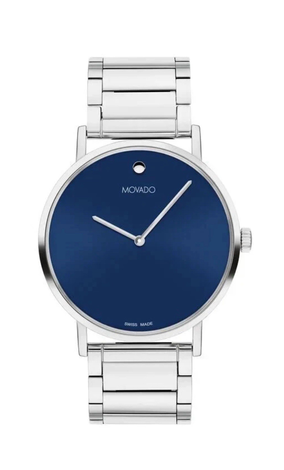 Brand New Movado Signature Men’s Stainless Steel Blue Dial 40 mm Watch 0607593
