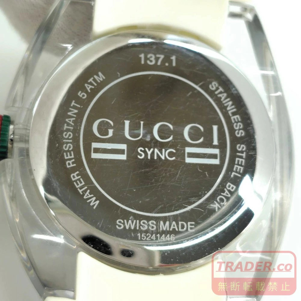 Used GUCCI Sync wristwatch silver white unisex quartz 137.1 YA137302 05w21317 Ta