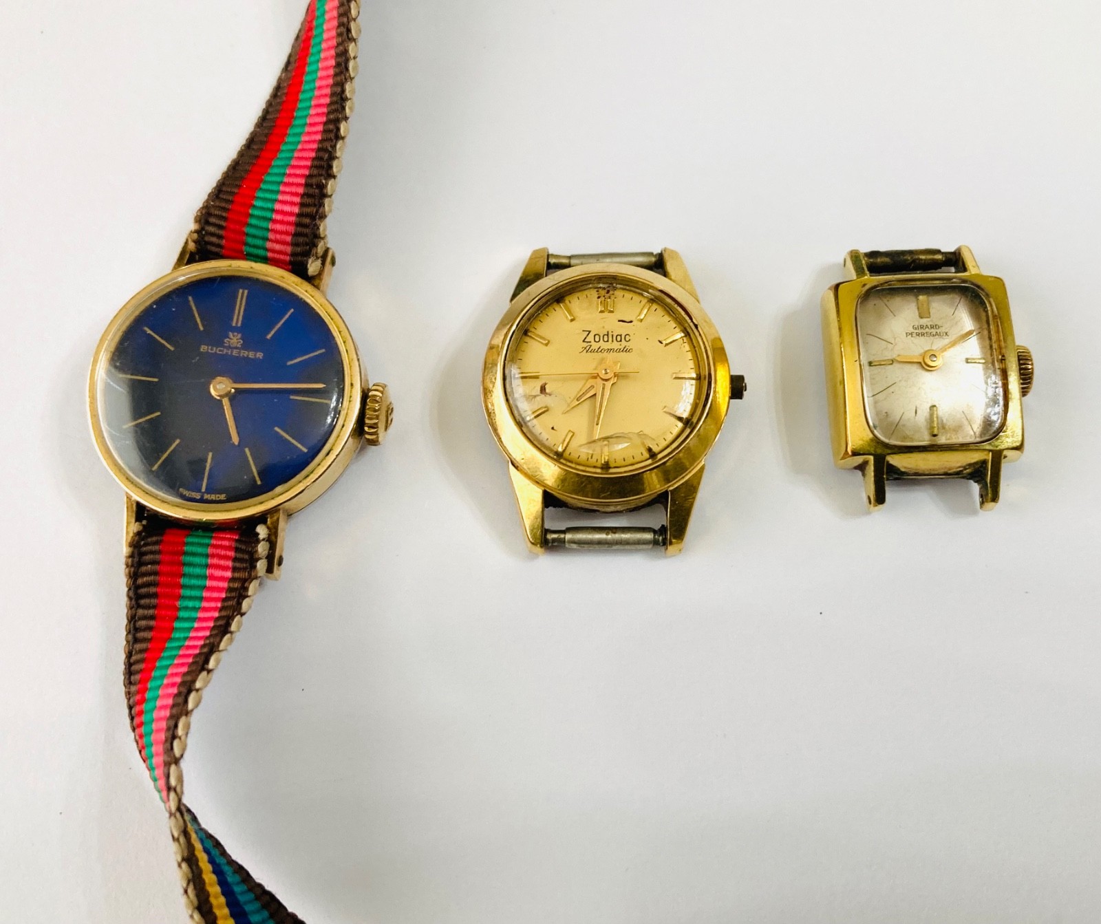 Vintage Lot Of 3 Women’s Wrist Watches , Zodiac,Bucherer , Girard Perregaux