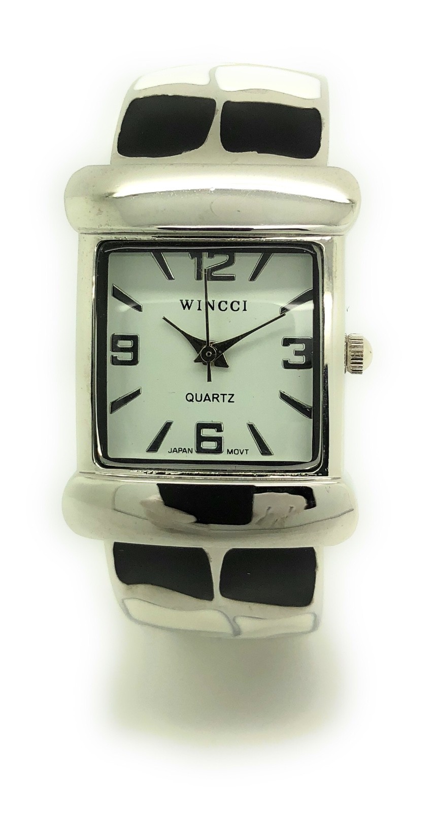 Wincci Ladies Square Enamel Metal Bangle Cuff Fashion Quartz Watch Pearl Dial