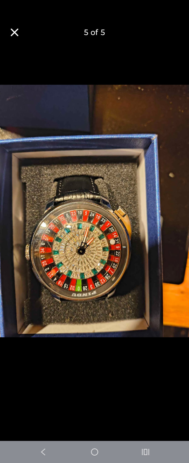 PINDU Men’s Mechanical Watch Roulette Dial Sapphire Glass Fine Steel Leather