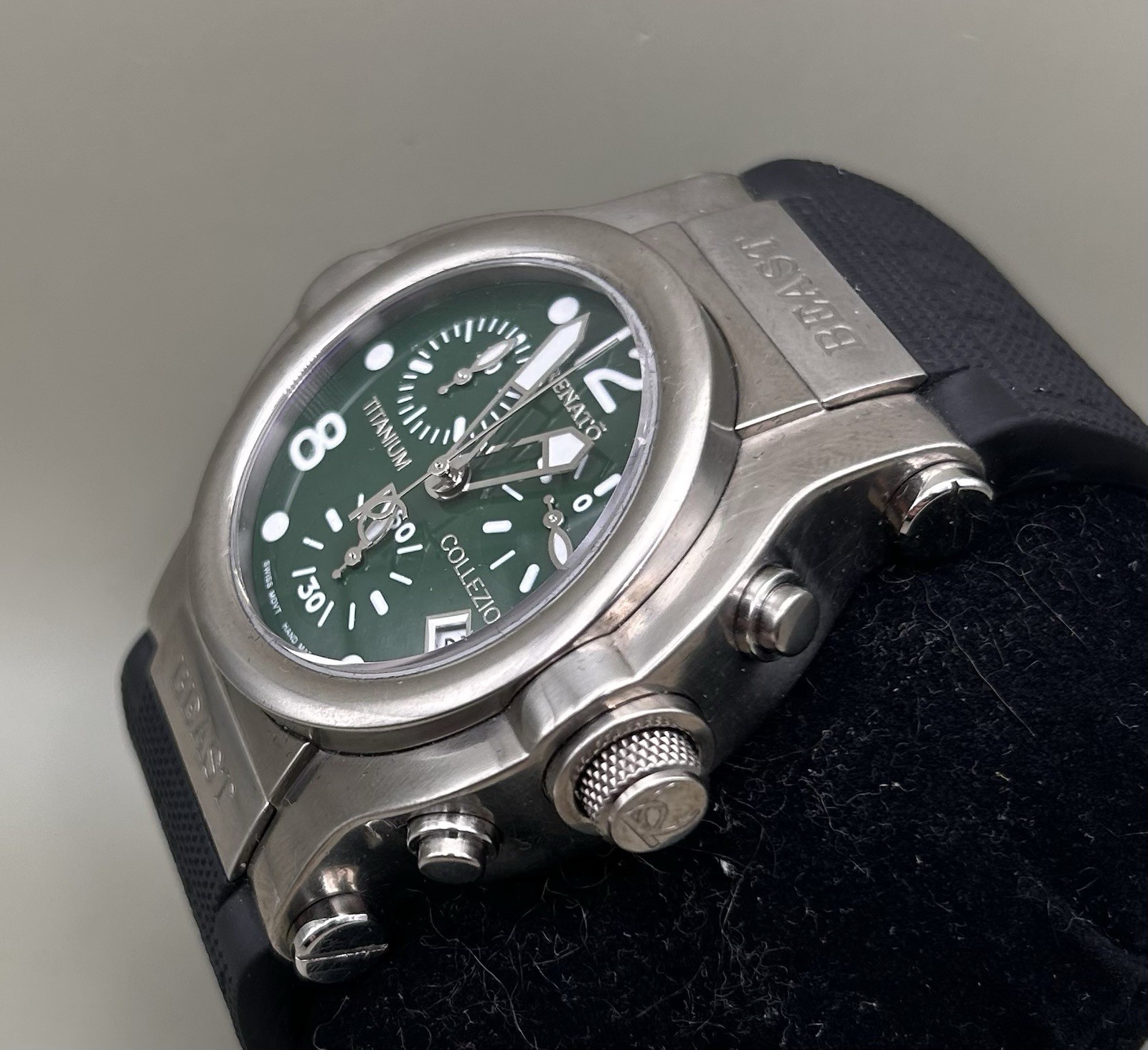 Renato Collection Men’s T-Rex Green Dial Titanium Chronograph Quartz 52mm Watch
