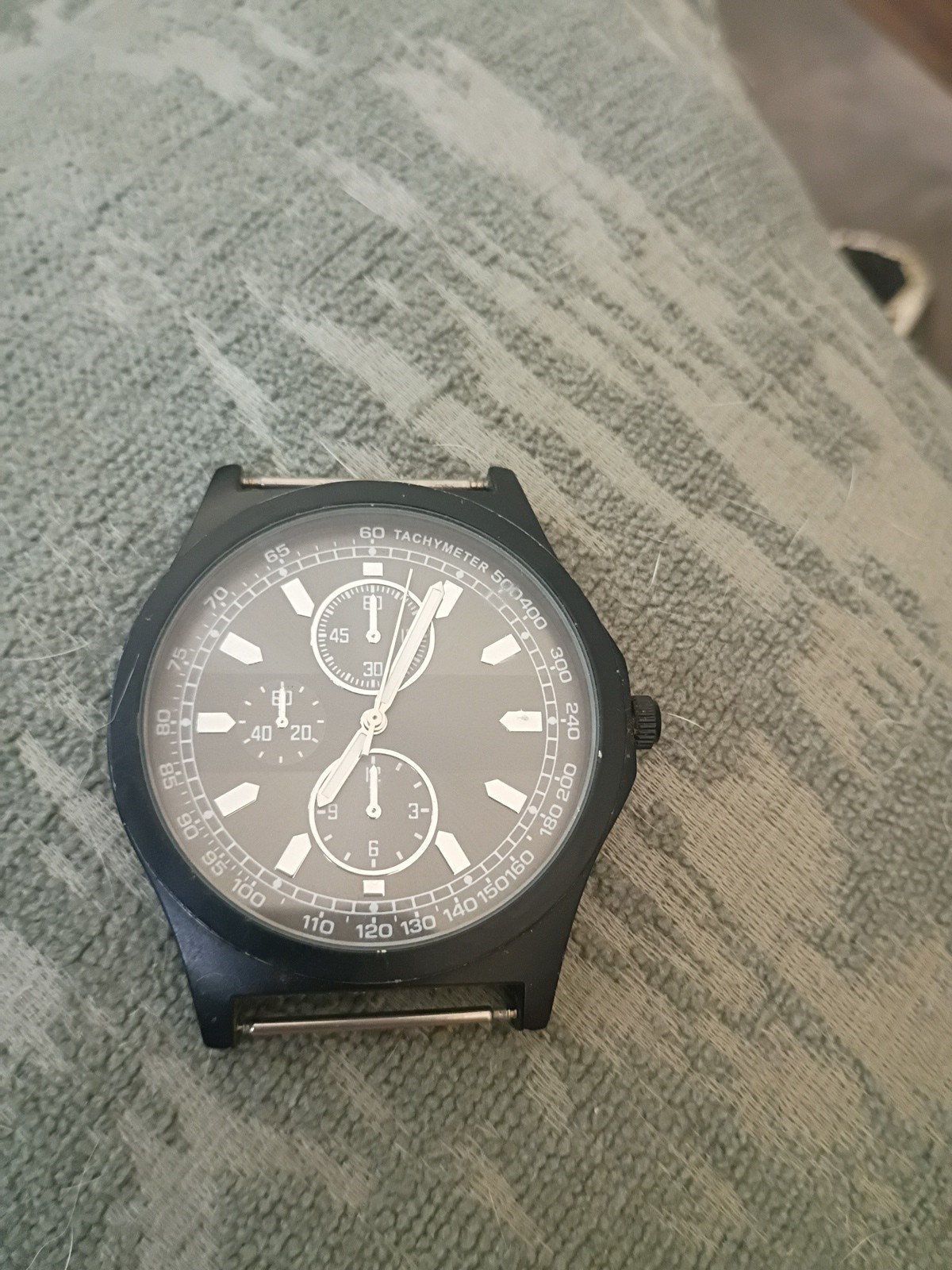FMD Mens Chronograph Style Watch FMDAL817 Black Case Japan Movt Battery 377