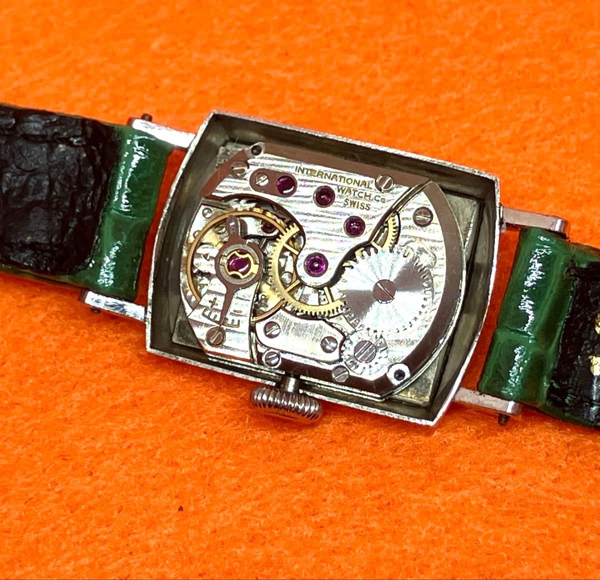 IWC Vintage Platinum Case Rectangular Manual Wind Dress Watch Swiss Rare Antique