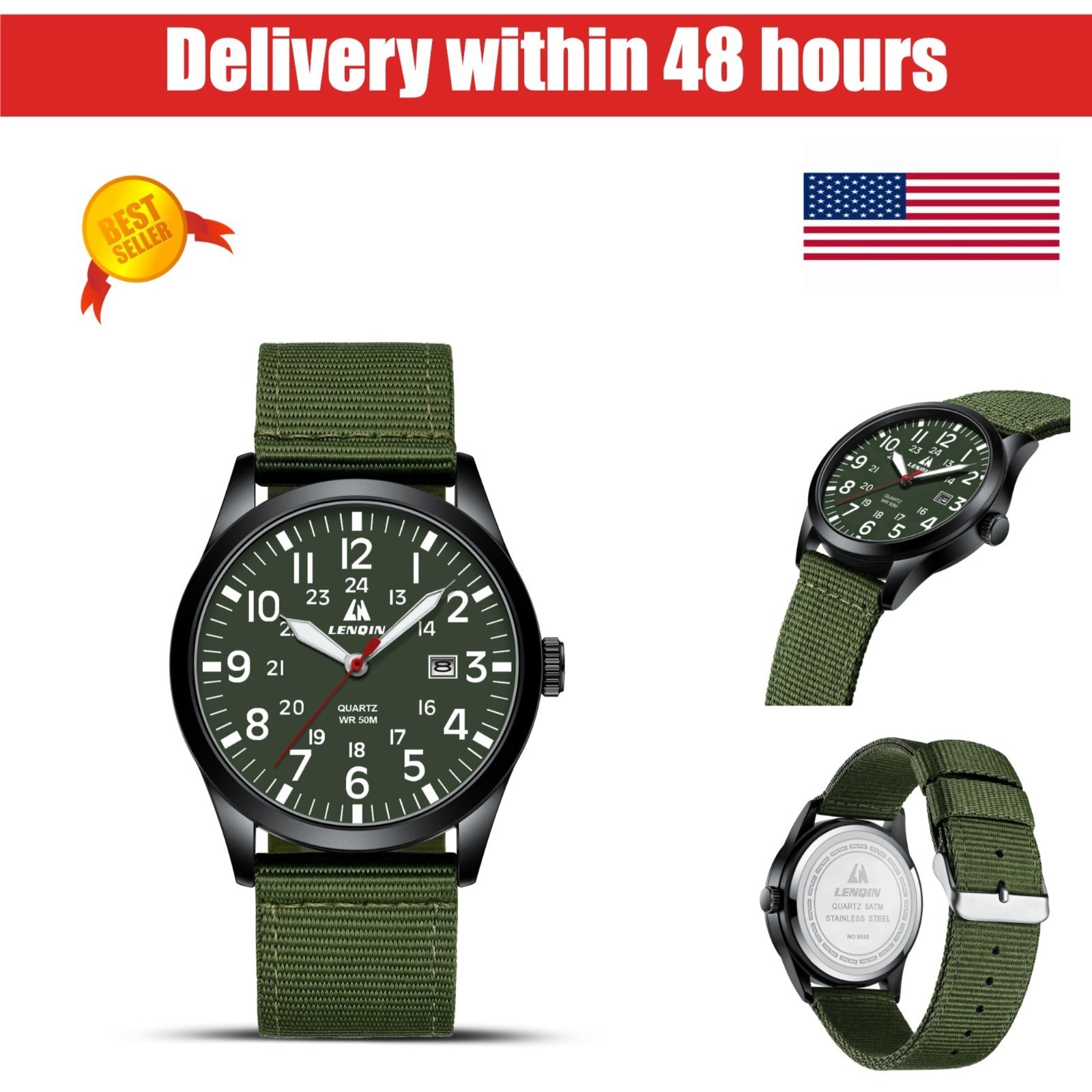 LN LENQIN Military Sport Watch Waterproof Analog Quartz for Men