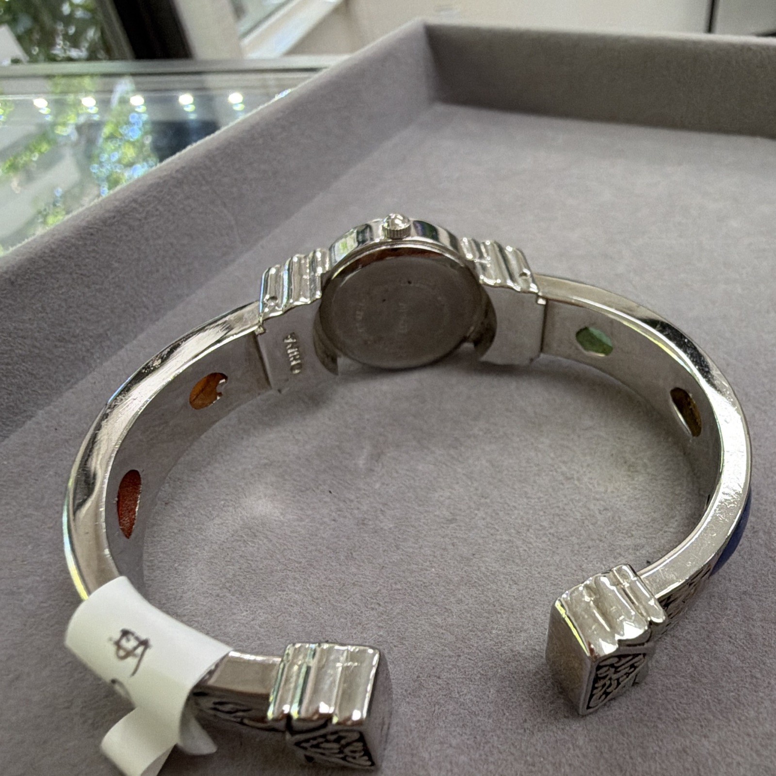 Vivani Women’s Quartz Analog Wristwatch Silver Tone Bangle White Dial Stones