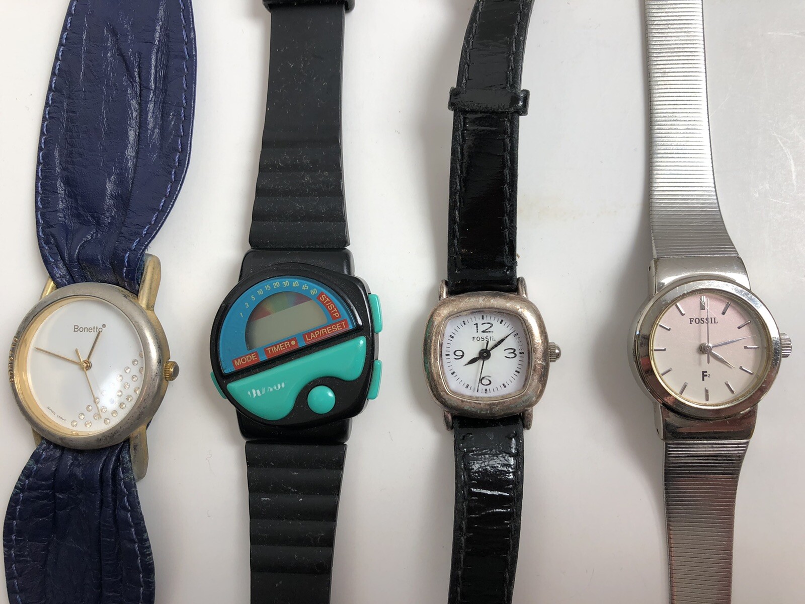 Lot of 9 Women’s Watches CHICOS Fossil BONETTO Timex WILSON Bezel CUFF Stretch