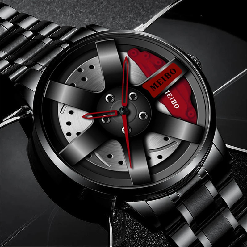 Men’s Stainless Steel Quartz Watch with Black Alloy Band – New Arrival
