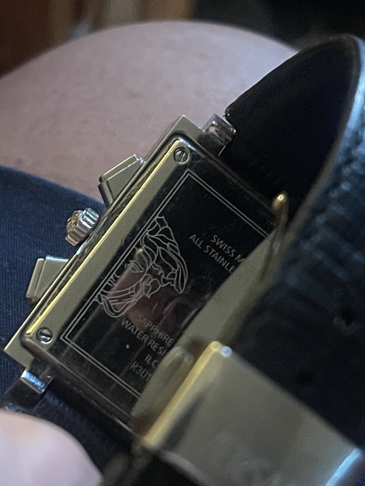 Versace Landmark Tank Original Lizzard Band Rare Classic Chronograph Watch