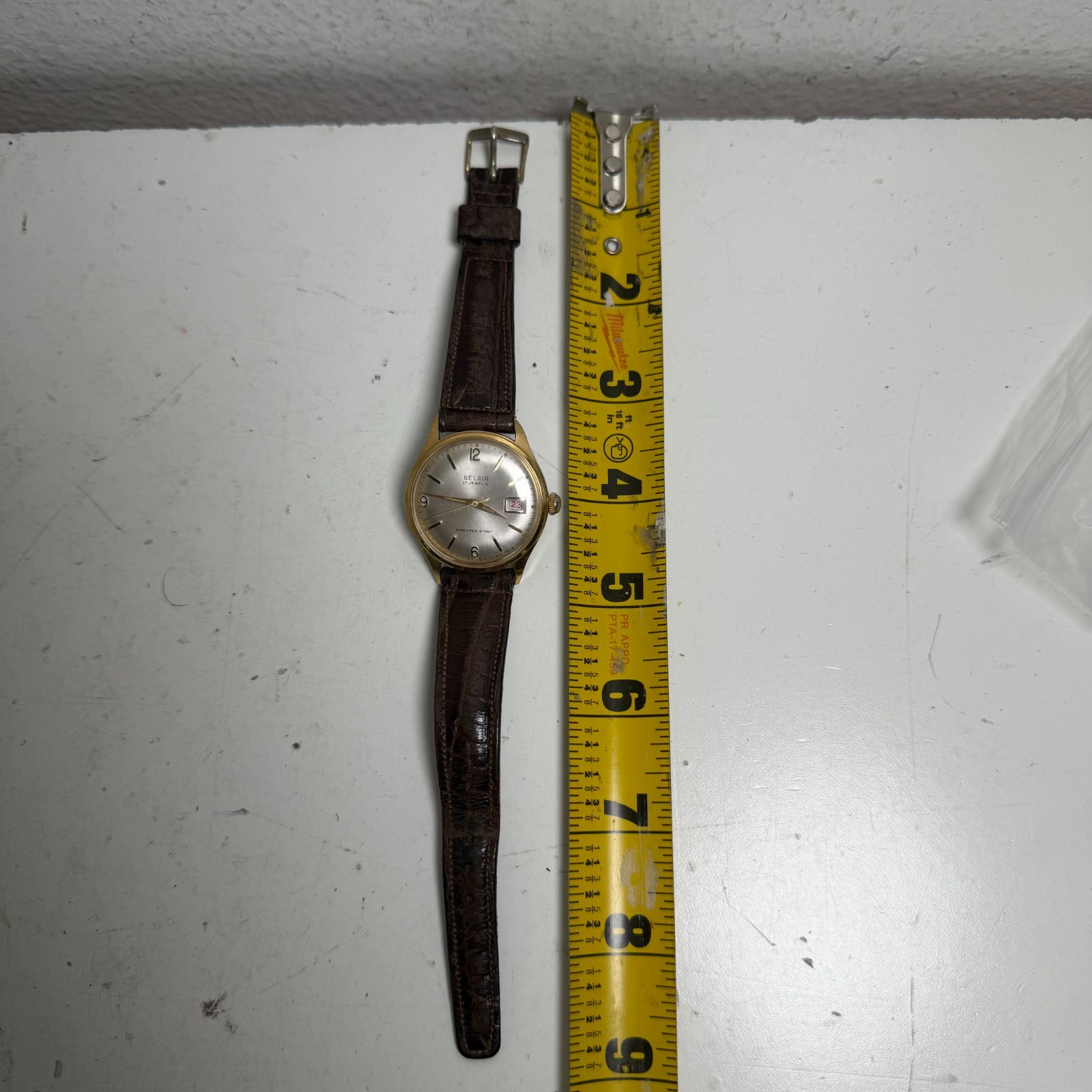 Vintage Belair Gold 17-jewel Date Display Shock Resistant Wristwatch – For Parts