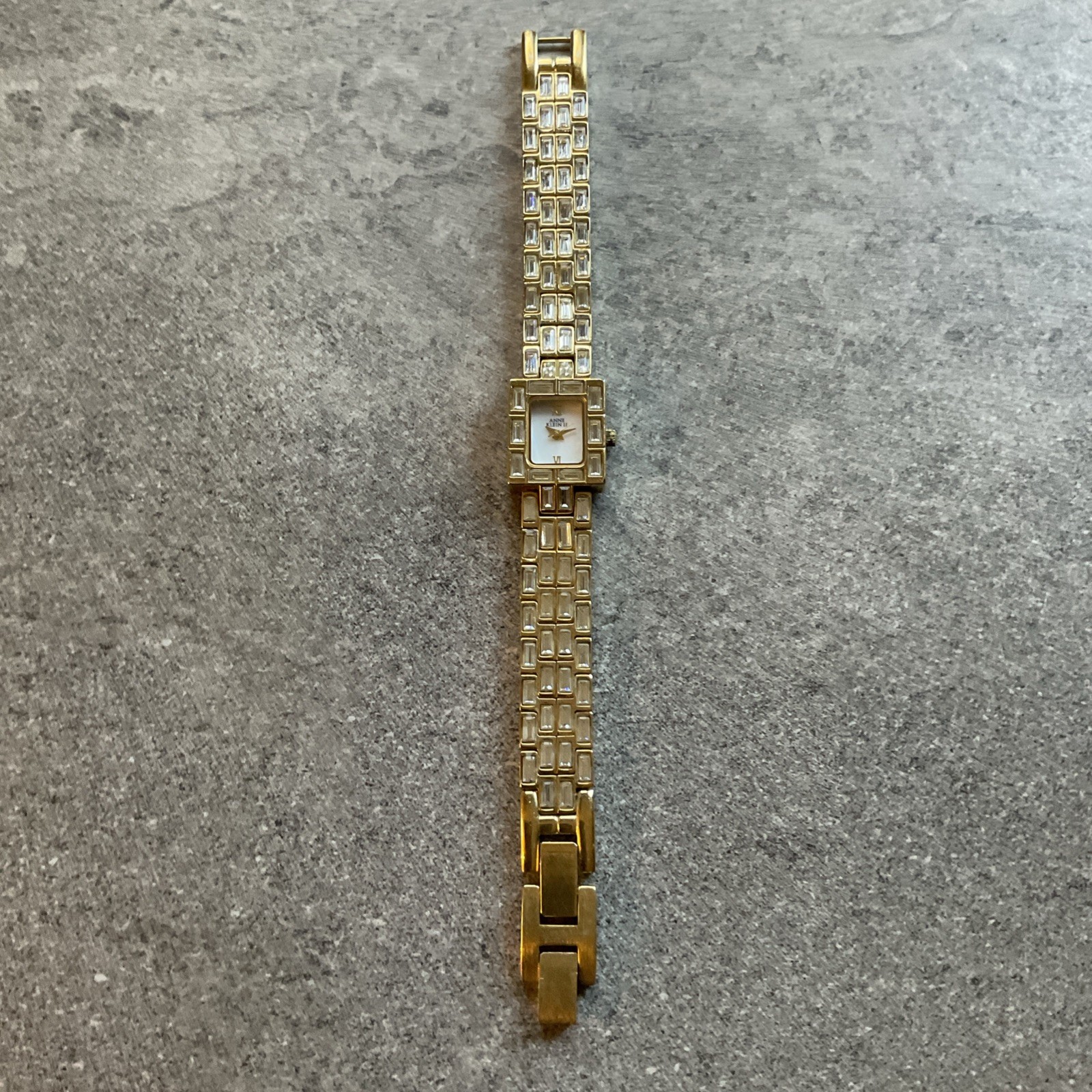 Vintage Anne Klein II Women’s Gold-Tone Baguette Crystal Dress Watch 10/3474 A21