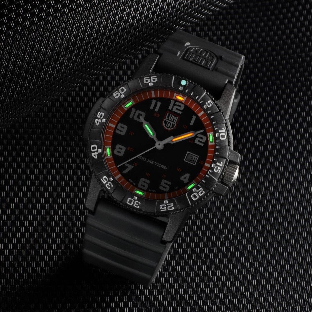 Luminox Men’s 44mm Leatherback Sea Turtle Orange Black Dial Watch XS.0329.1