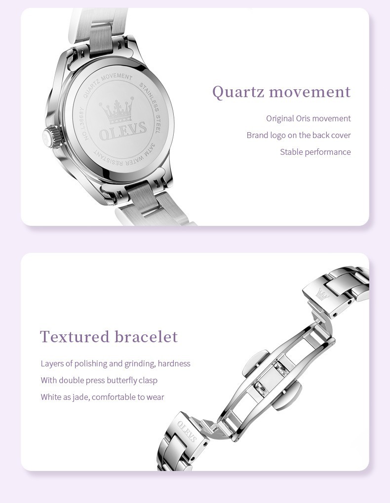 OLEVS Japan Movement Fashion Diamond Dial Leisure Lady Quartz Wristwatch 3668