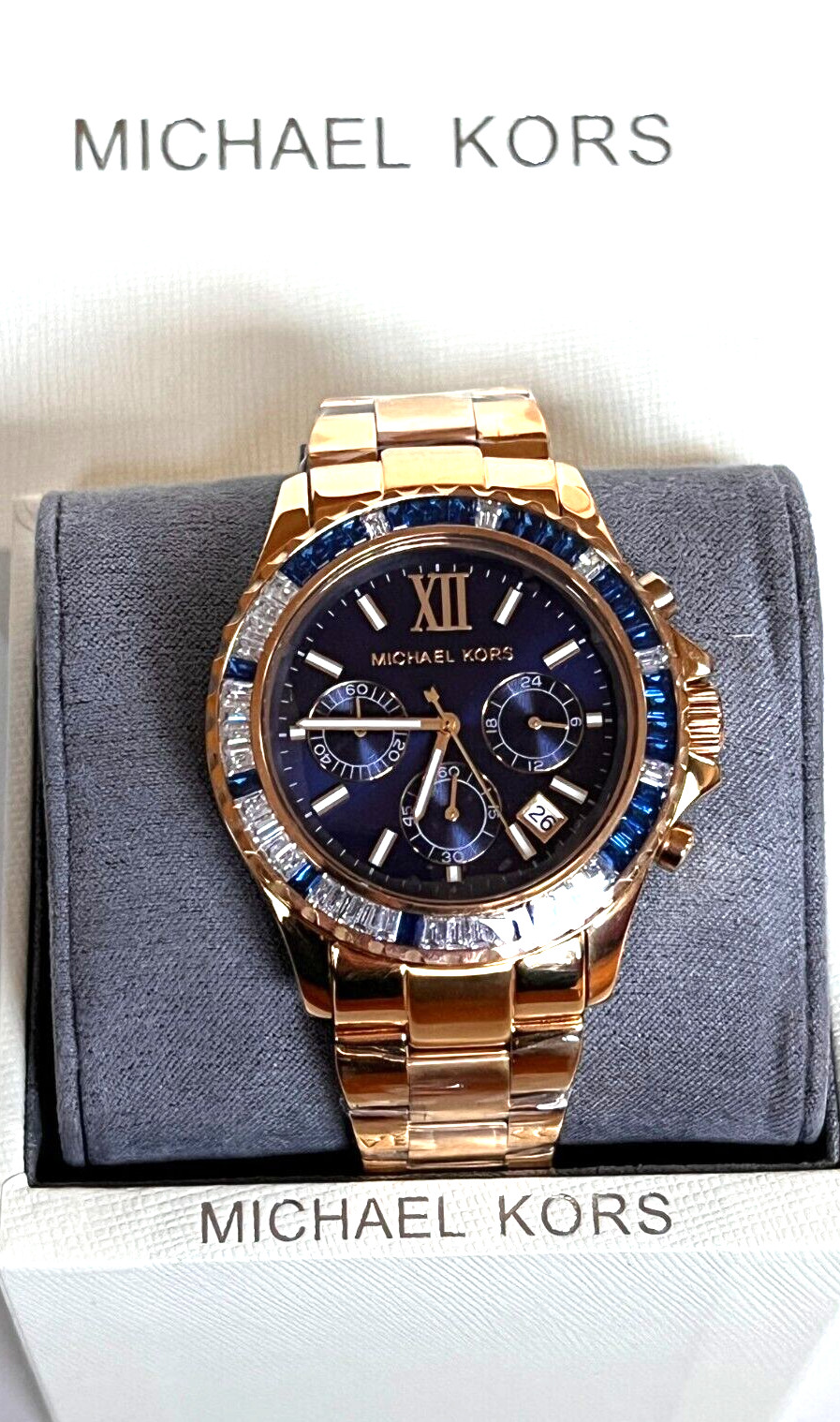 Michael Kors MK6971 Everest Gold-Tone Blue Women’s Watch BNWT Gift Box $325