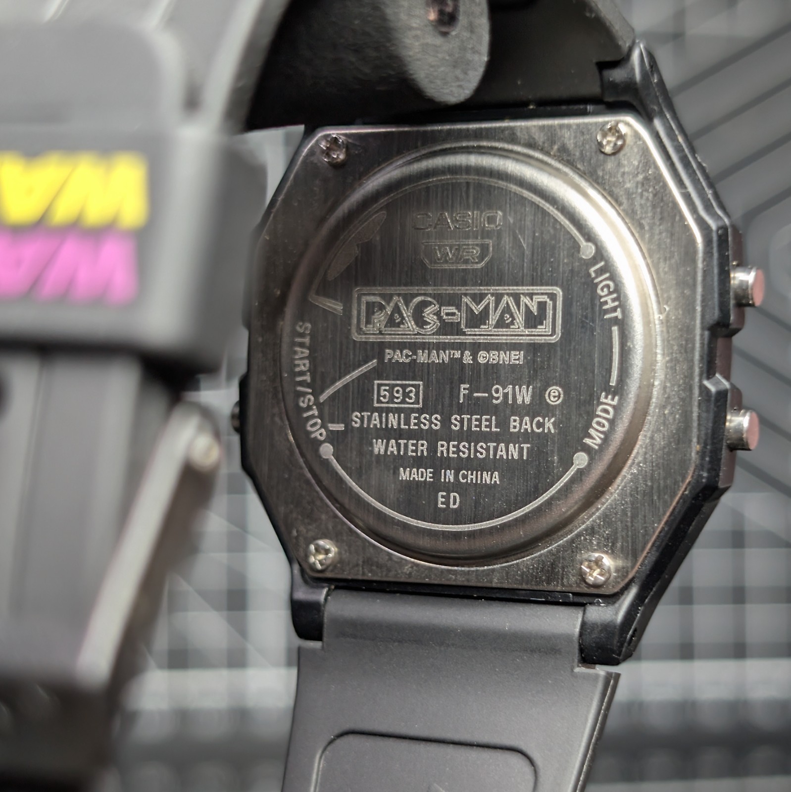 Casio PAC-MAN F-91 Collab Limited Standard Digital Black Yellow Pink F-91WPC-1A