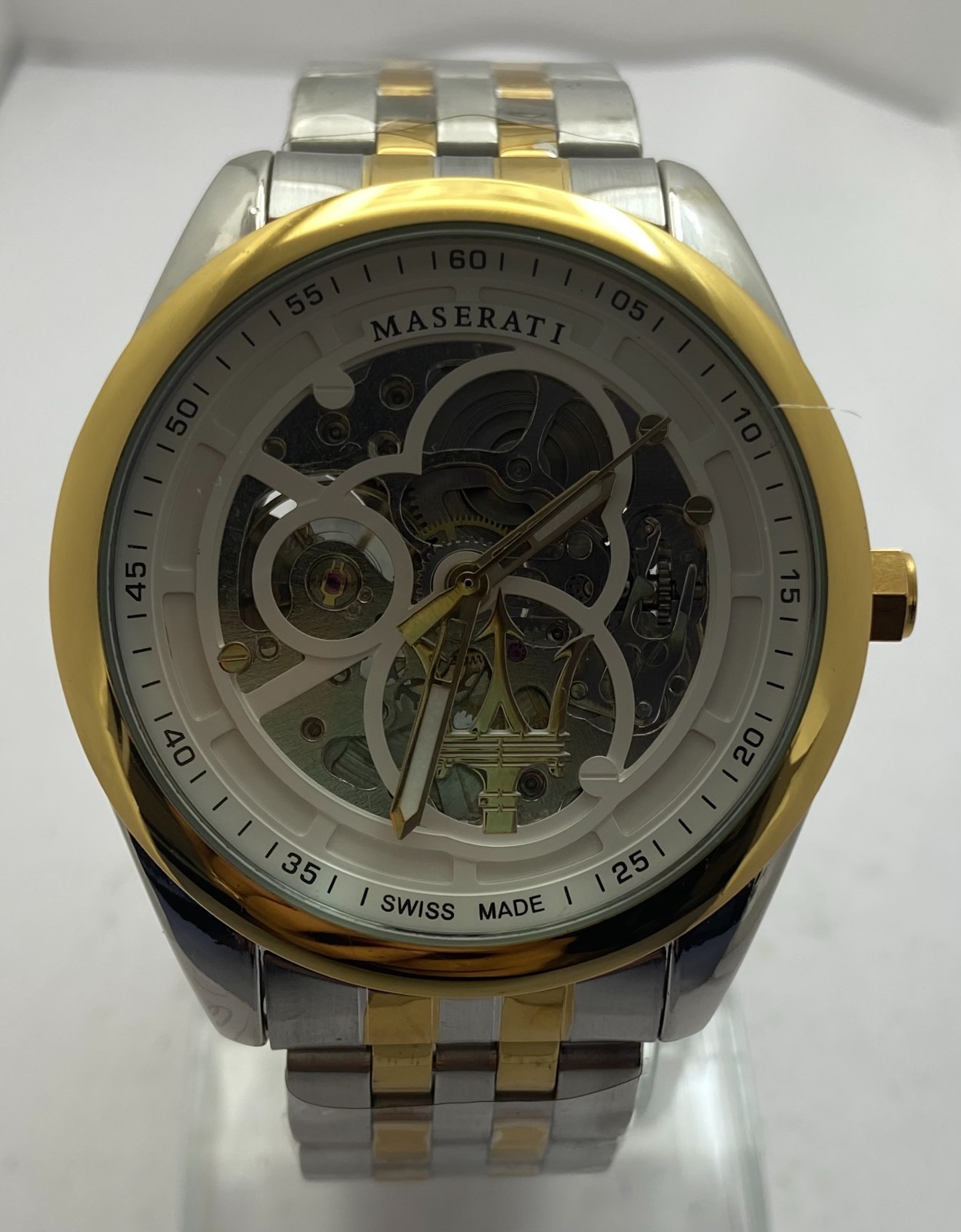 Refurbished Luxury Two-Tone Maserati Skeleton Dial Automatic Men’s Wristwatch