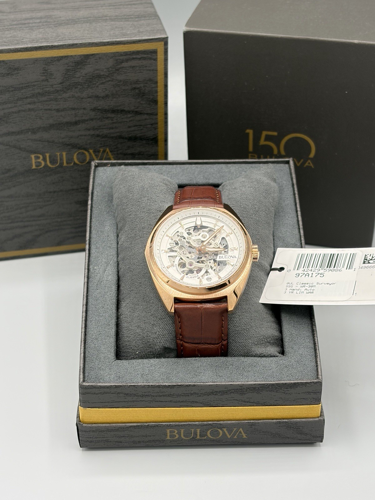 Bulova Surveyor Automatic Men’s Watch – Model 97A175 – Rose Gold Tone – NEW
