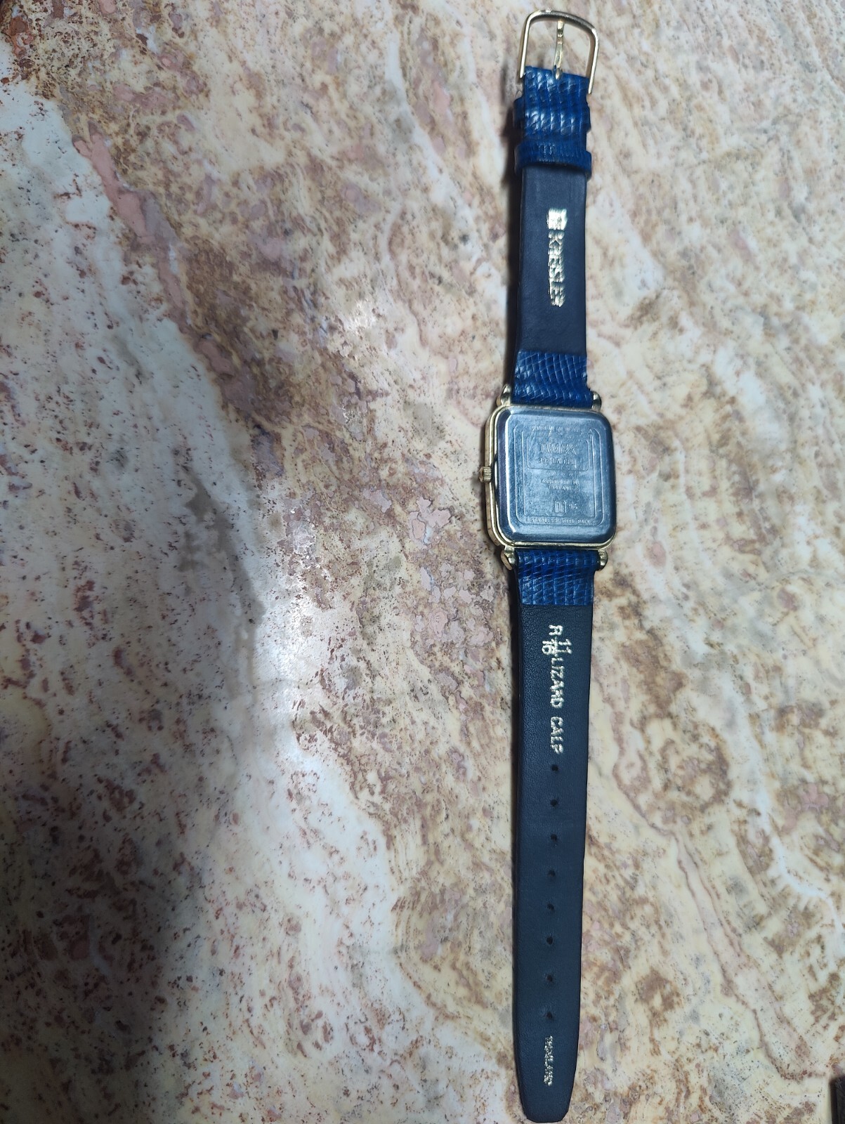 Vintage Timex T94 Quartz New Blue Lizzard Calf Leather Band Classic