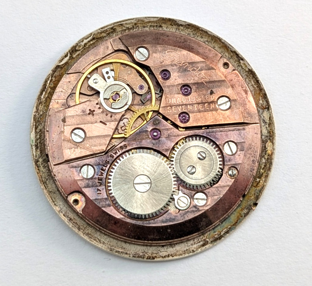 Vintage GERMINAL VOLTAIRE 17 Jewels Men’s 30mm Swiss Watch Movement PARTS REPAIR