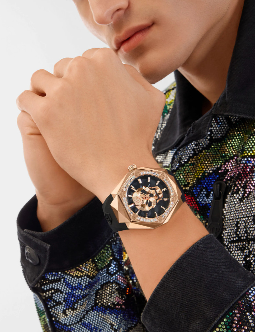 $795 Philipp Plein New The Skull Men Watch PWPWA0424 Rose Gold Stainless Auth